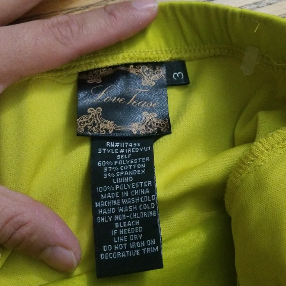 NWOT Strapless Dark Yellow Green Studded Dress - Picture 4 of 5